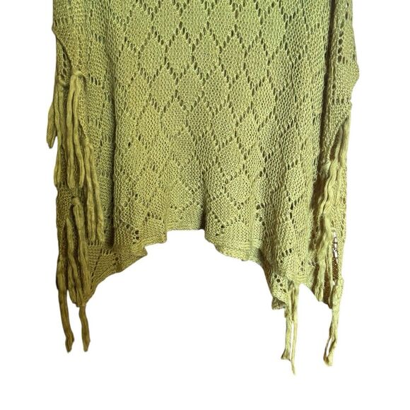 Ali Miles Off The Shoulder Sweater Women Large Green Chunky Fringe Boho Pullover - Picture 4 of 9